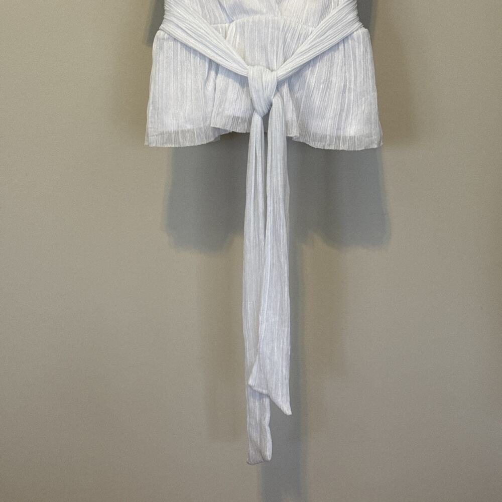 Joie Women's Size Large Top White Metallic V-neck Waist Tie Sleeveless NWT - Picture 4 of 8
